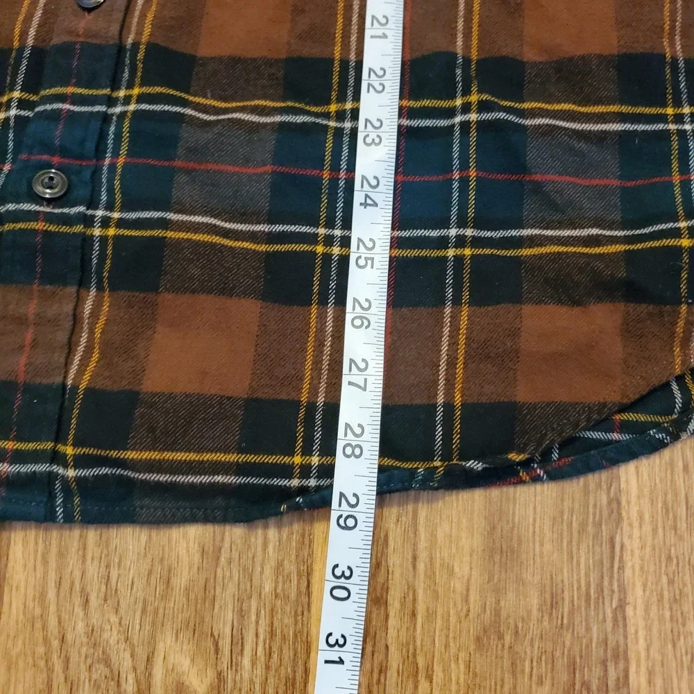 J. Crew Flannel Shirt Men XL Brown Midweight Regenerative Cotton Classic‎ Work